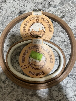 Vintage Wood Tone Flexible Hoops Crafts Sewing Projects Needlepoint