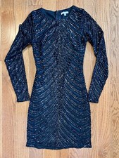 GB Little Black Dress Sequined BodyCon Cocktail Sz XS Lined Torso MSRP 119$