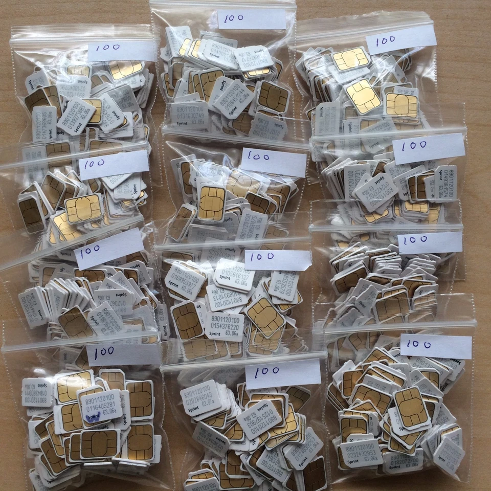 Lot of 100 Sprint, Boost, Virgin Mobile NANO Sim Card SIMGLW426C 4g LTE - Image 2 of 2