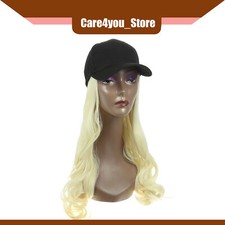 Item of 1 Baseball Cap with Hair Extensions Curly Wavy 22" Light Gold Tone