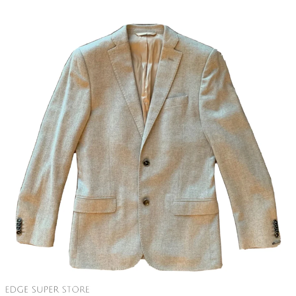 Chaqueta Blazer J Lindeberg Beige Tostado Tolva Lana Espiga Calce Ajustado Talla 44 EE. UU. 34 Foto 2 de 4