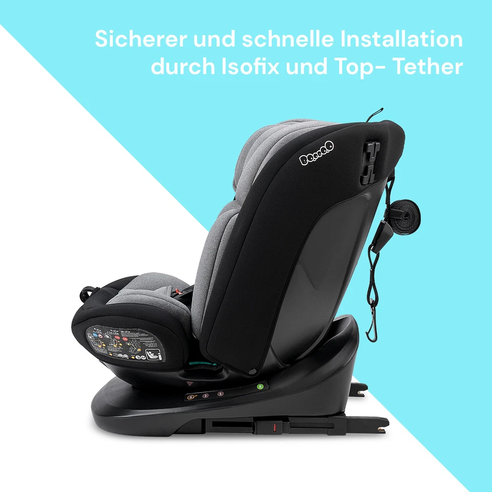 BooBoo Safety Lissabon drehbarer Kindersitz 40-150 cm mit Isofix und Top-Tether - Bild 3 von 4