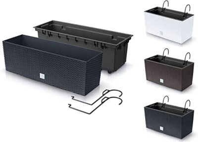 Prosperplast Blumenkasten mit Halterung Rattan-Optik Blumentopf  Balkonkasten | eBay.de