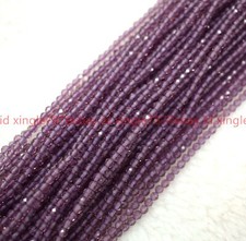 Natural 3mm Faceted Purple Spinel Gemstone Round Loose Beads 15'' Strand