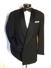 Principe Black Tuxedo Jacket Double Breasted Shawl Lapel Size 43L Made in Italy