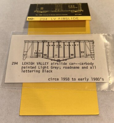 CDS HO SCALE DRY TRANSFERS-LEHIGH VALLEY/LV AIRSLIDE COV HOPPER #HO-294