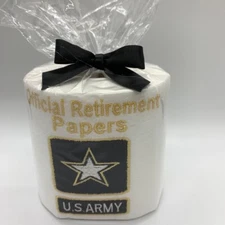 ARMY RETIREMENT- Novelty Toilet Paper Gift, Embroidered toilet Paper
