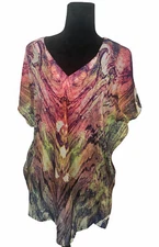 H&M Size XS Colorful Tie Dye Marble Tunic Kimono Blouse
