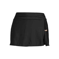 Time and Tru Women's Side Tie Swim Skirt Black 3X 24W-26W