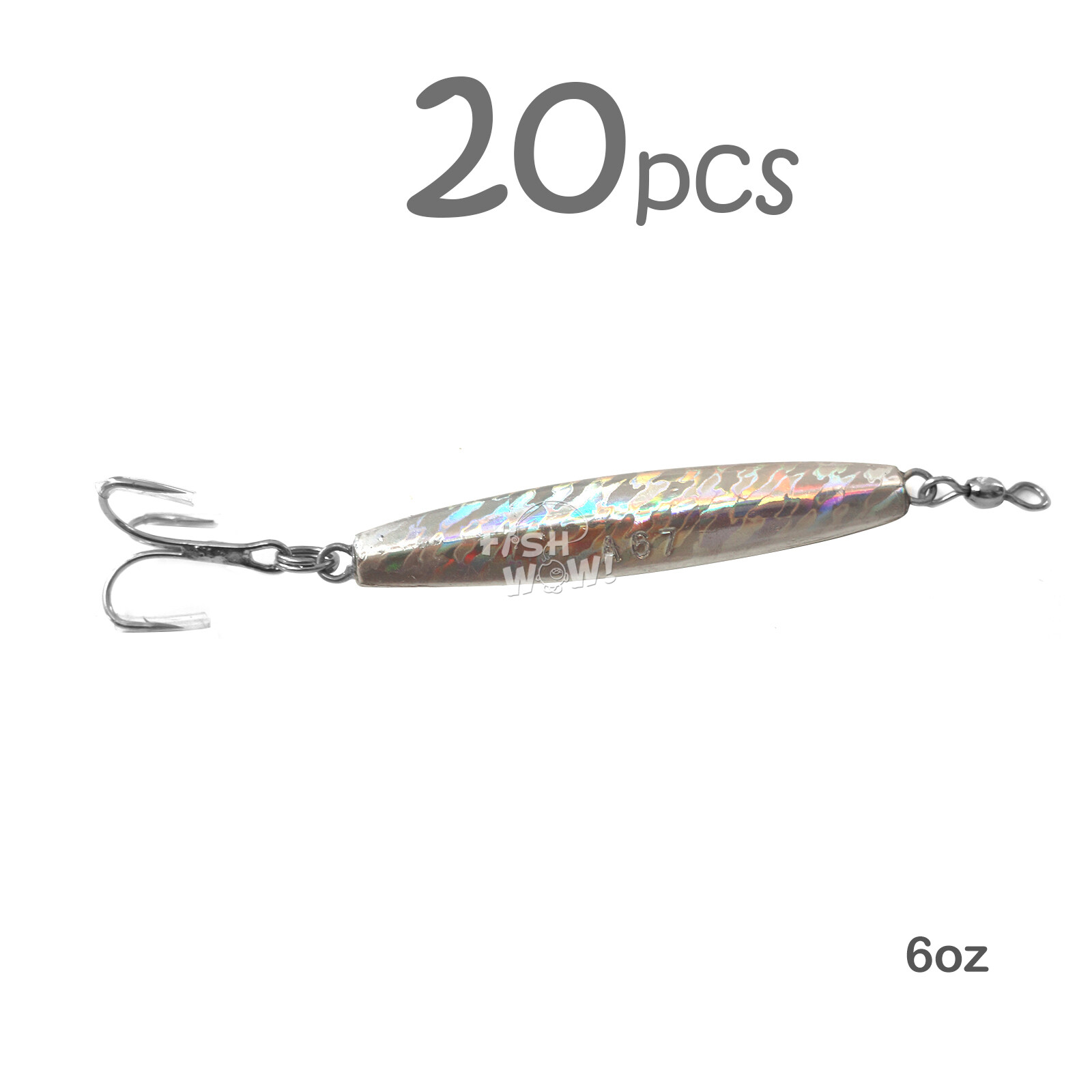 20pcs 6oz Fishing Diamond Jig Mylar Holographic Laser Fish jigs w/ a Treble Hook - Image 1