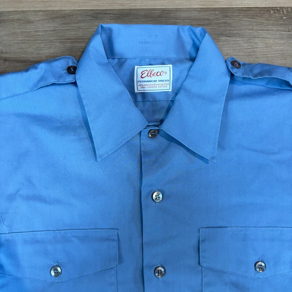 Camisa DE COLECCIÓN Elbeco Para Hombres 16 Grande Azul Uniforme de Trabajo EE. UU. 60 Unión Charreteras Foto 2 de 4