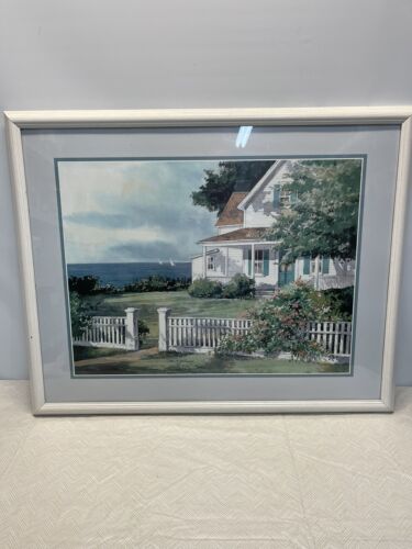 Impresión firmada por Steve Zazenski. Cerca blanca en arte Cape Cod. Grande 30x24 - Imagen 2 de 5