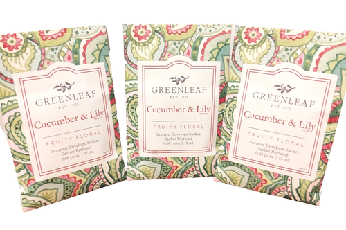 Greenleaf Sachet Cucumber Lily Fruity Floral mini packets lot 3 ~ 0.68 cu in New