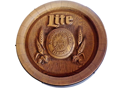Vintage MILLER LITE FINE PILSNER BEER Advertising SIGN - KEG - BARREL Nice !!