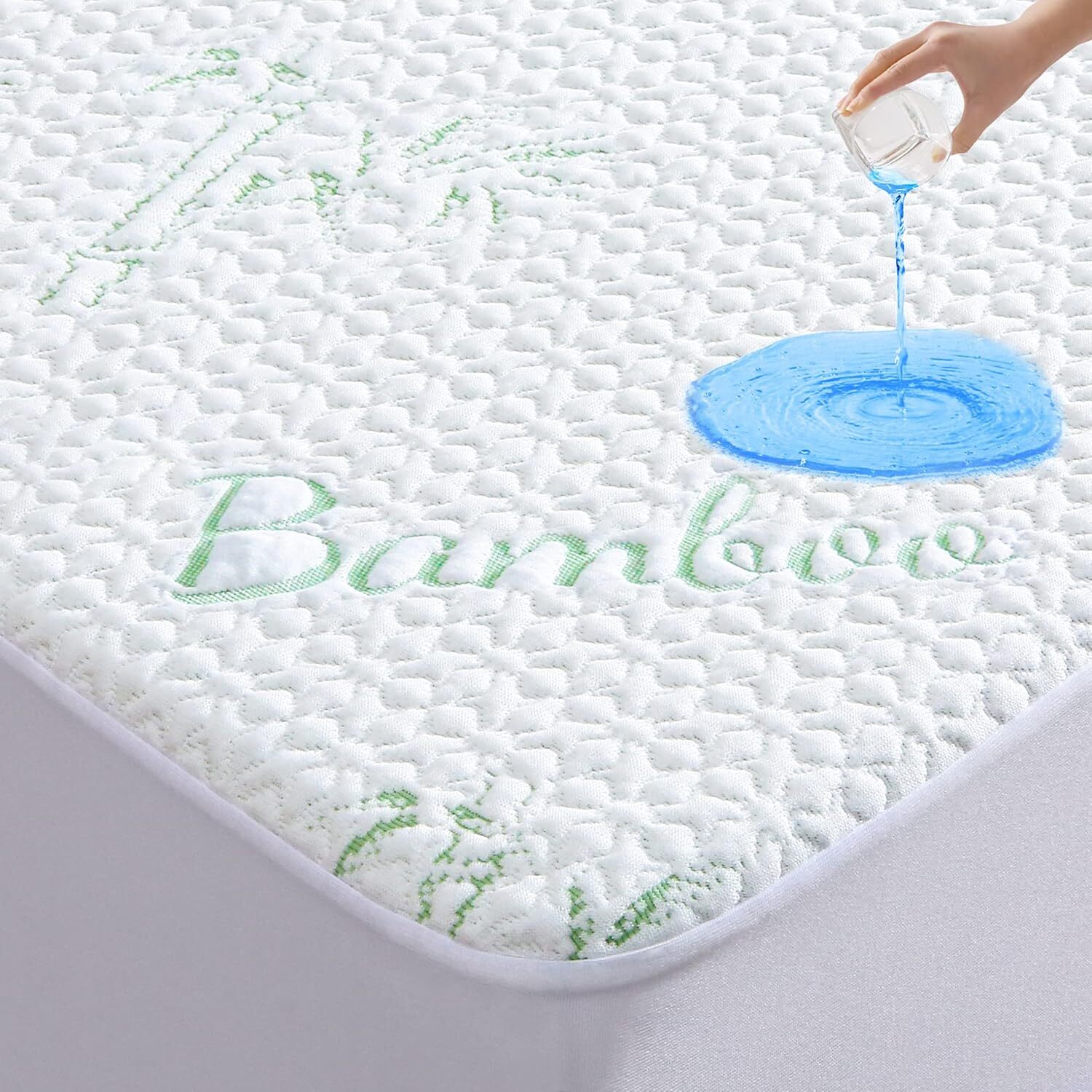 Breathable Bamboo Viscose Waterproof Mattress Protector with 6-18 Inch Deep Pockets-image