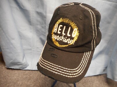 KBETHOS Women's Hello Sunshine Vintage Distressed Baseball Cap Hat Black 