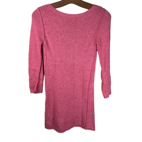 Y2K Abercrombie Fitch Sweater Size Medium VNeck 3/4 Sleeve Pink Angora Blend - Picture 2 of 8