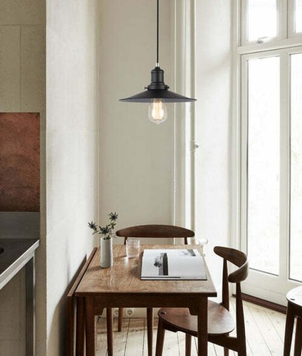 CLA Lighting PIATTO Black Iron 1 Light Pendant Small - Picture 2 of 3
