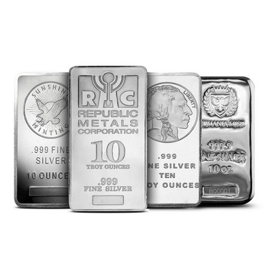 #ad 10 oz Silver Bar Varied Condition Any Mint Random Brand $654.80