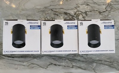 3 Maxxima Dimmable 3'' Cylinder Lights 15 Watt Black