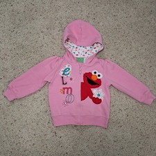 Y2k Sesame Street Elmo Pink Hooded Full Zip Sweatshirt Jacket Size 3T