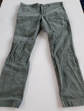 UNIQLO Chino Pants Mens 32 Green Stretch Cotton Flat Front Casual Business
