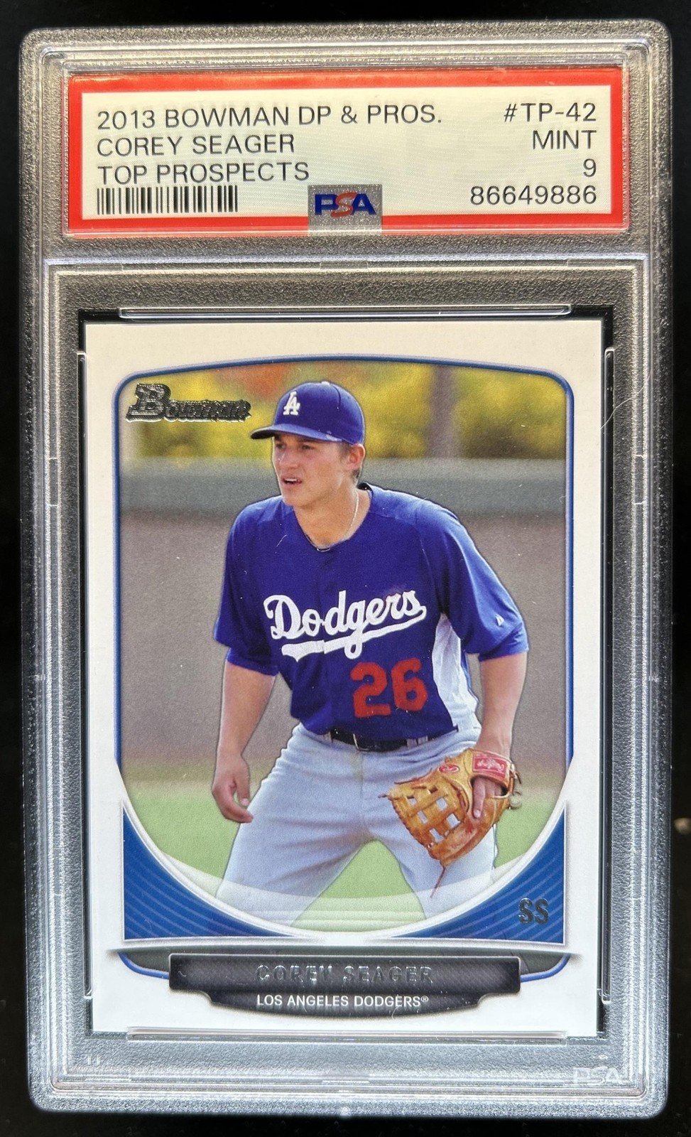 2013 Bowman Draft Picks & Prospects Corey Seager Top #TP-42 Dodgers PSA 9