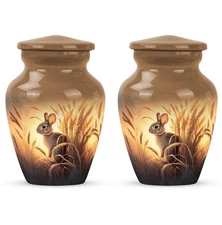 Rabbit Urn 3Inch Set Of 2 Keepsake Burial Urns for Human Ashes Decorative Gift