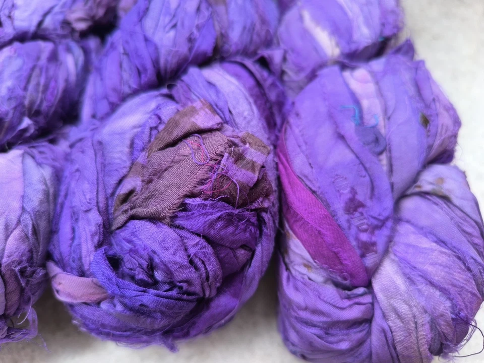 Lot of vintage silk ribbons yarns for hand knitting, 500 g, Sweden - Image 3 of 4