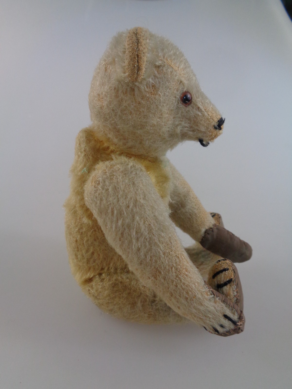 Steiff Teddybär (um 1908–1912) Blondes Mohair mit Schuhknopfaugen, Buckel & langgezogenem Knopf im Ohr – Bild 3