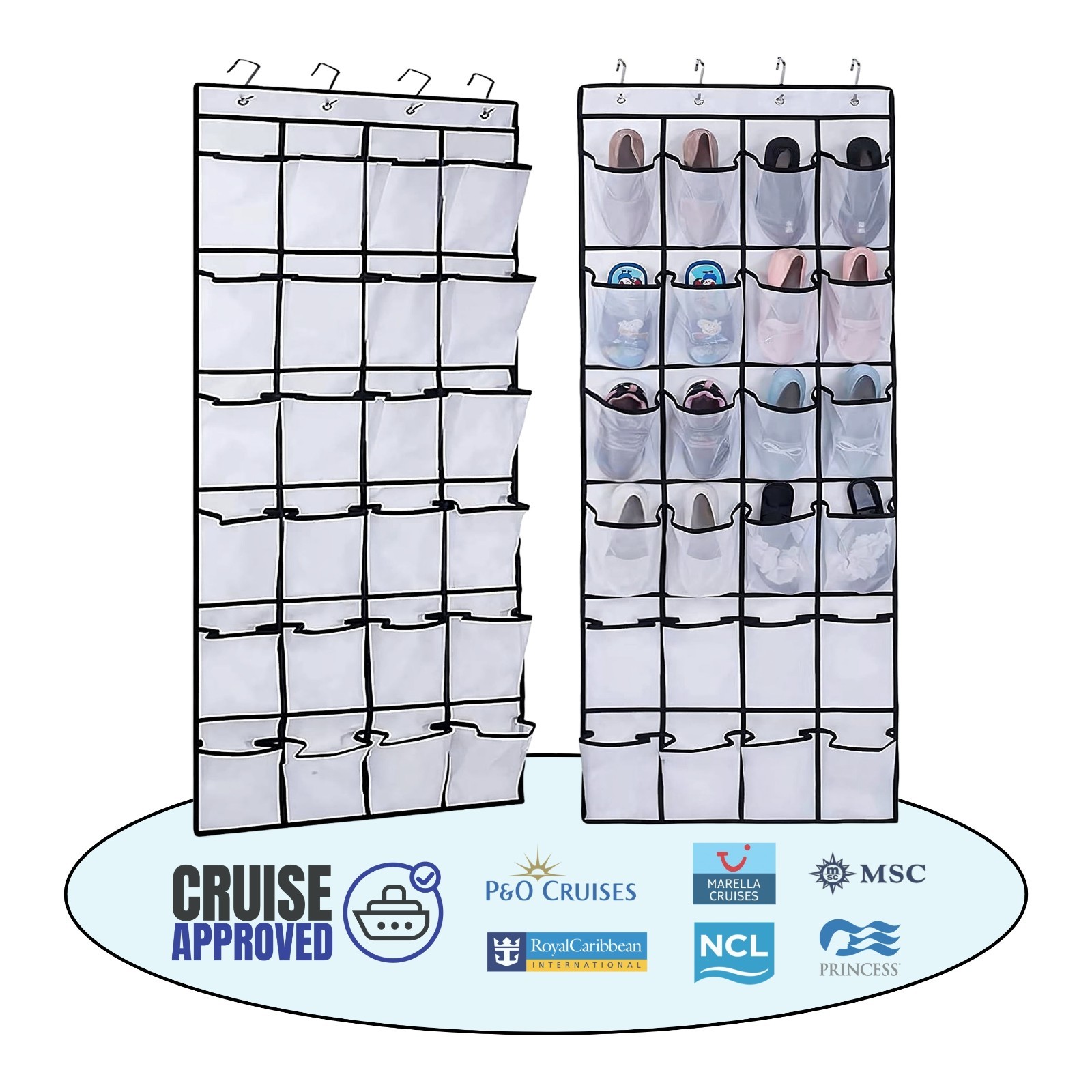 Cruise Cabin Over Door Organiser – 24 Pockets – Tested on All Cruise Lines