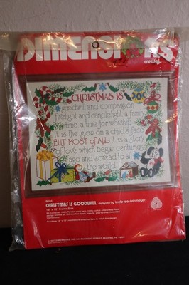 Vintage 1981 Dimensions Crewel Kit ''CHRISTMAS IS GOODWILL'' Kit #8004