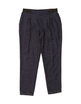 TRUSSARDI Womens Suit Trousers IT 44 Medium W34 L27 Navy Blue Geometric DA68