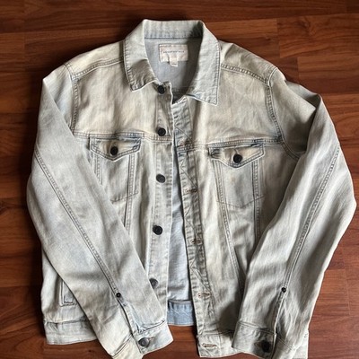 Aeropostale Jacket Mens Sz L Light Blue Denim Button Rancher Trucker Jean Coat