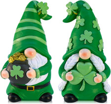 Handcrafted Irish Gnomes - 2 Pack Lucky Leprechaun Figurines for St. Patrick's D