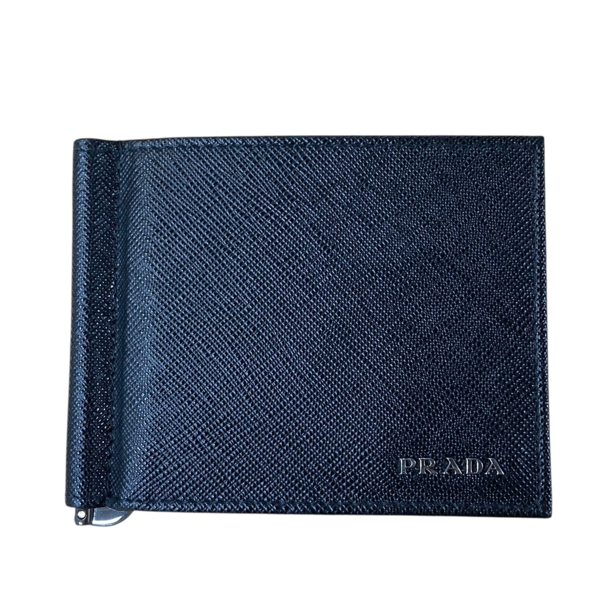 PRADA Black Logo Money Clip Bifold Billfold for Women and Men-image