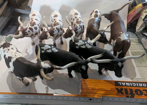 Schleich Herde Langhorn Rinder 8 Stück