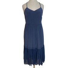 Madewell 100% Silk Maxi Dress Size 2 Blue / Gray Sweetheart Neckline