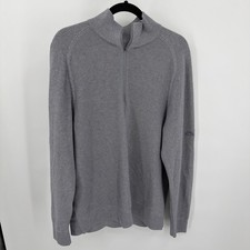 Lululemon Textured Double-knit Cotton Half Zip Gray Mens Large Company Logo EUC