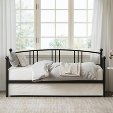 Twin Metal Daybed Frame Steel Slat Support Sofa Bed Guest Room Furniture Black