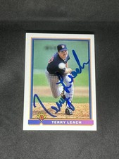 Terry Leach 1991 Bowman #340 Minnesota Twins Auto Autographed Signed MLB Card
