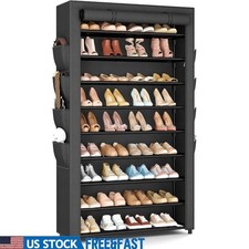 10 Tier Shoe Rack Portable Dustproof Stackable Organizer Entryway Closet Garage