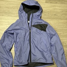 Columbia Full Zip Hooded Windbreaker Jacket Anorak Youth Large Purple Rain Coat