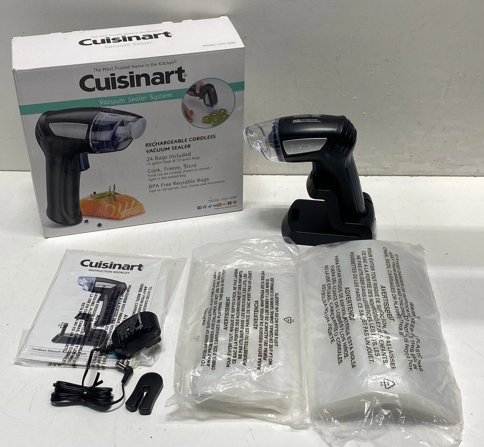 Cuisinart CHV-1000 Rechargeable Cordless Vacuum Sealer System Black
Opens in a new window or tab