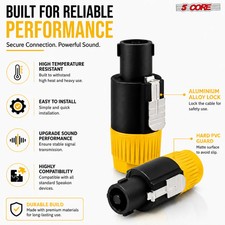 5 Core Speakon 1/4" Female - Male Connectors Pair 4 Pole SpeakON Connector