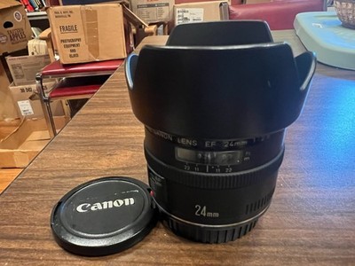Canon Lens EF 24mm f2.8 with caps and lens hood