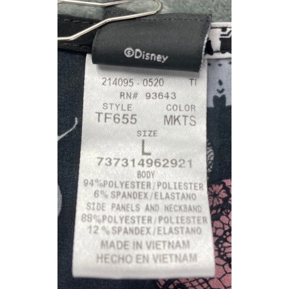 Disney Mickey Mouse Christmas Scrub Top Women's Large Black Snowflake Print - Image 4 of 4