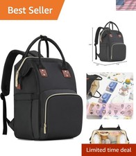 Stylish Large Capacity Diaper Bag Backpack for Travel - Dark Black Elegance