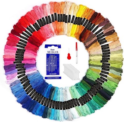 Magrimaxio Stickgarn Set 100 Farben, Embroidery Thread 8m Sticktwist Weicher,