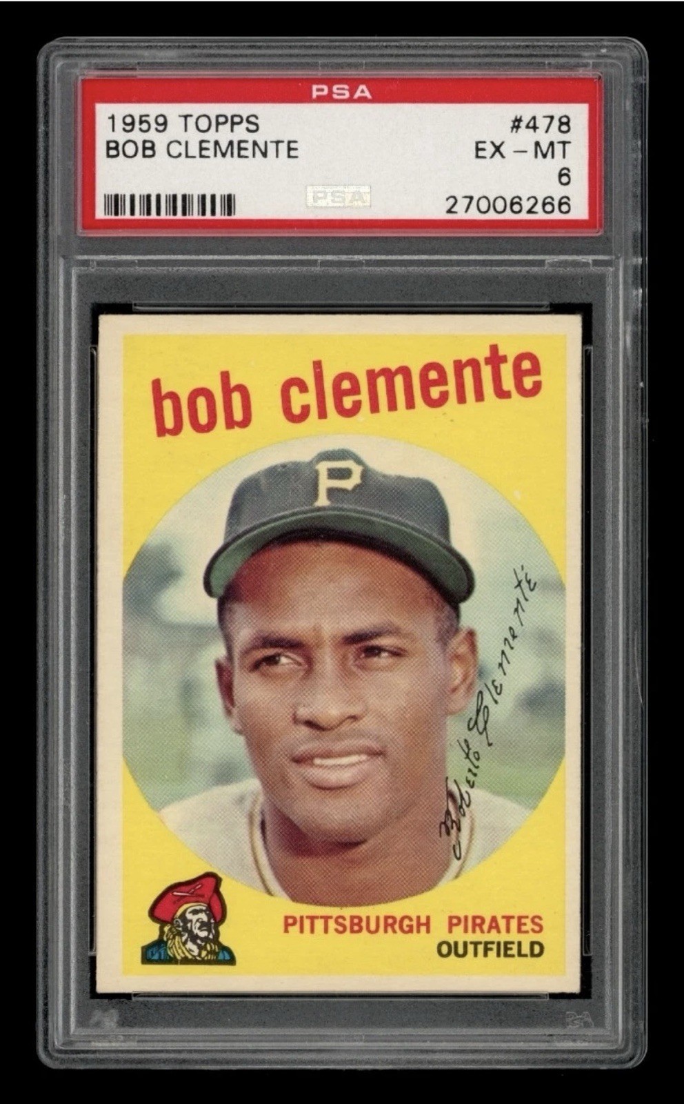 1959 TOPPS BOB (ROBERTO) CLEMENTE #478 PSA 6 EX-MT